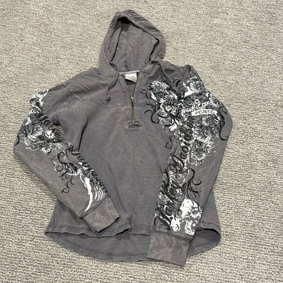 Harley-Davidson Tops - Women's Harley Davidson Gray Graphic Hooded Pullover Top